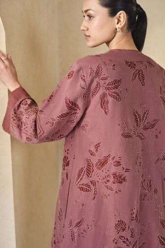 Rhubarb Hand-embroidered Kantha Linen Overlayer Set - Pink, Pink, image 8